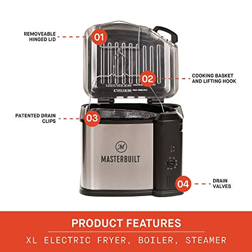 Masterbuilt Countertop 8L Electric Deep Fryer, Boiler, Steamer